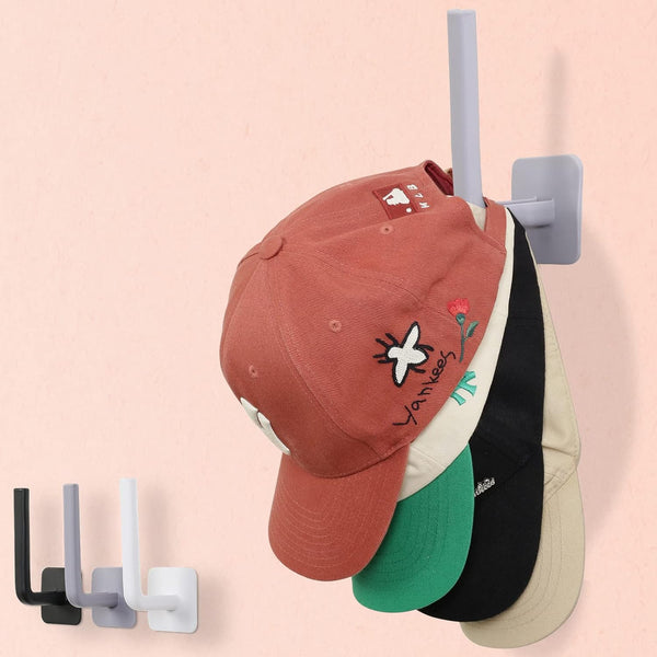 Adhesive Hat Rack for Baseball Caps, Wall Hat Hooks Organizer, No Drilling Strong Holder for Closet, Office (Grey, 1