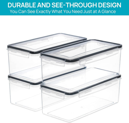 4PCS Set 3.2L, Vtopmart Airtight Food Storage Containers with Lids Plastic Spaghetti Canisters for Pasta organizer, BPA