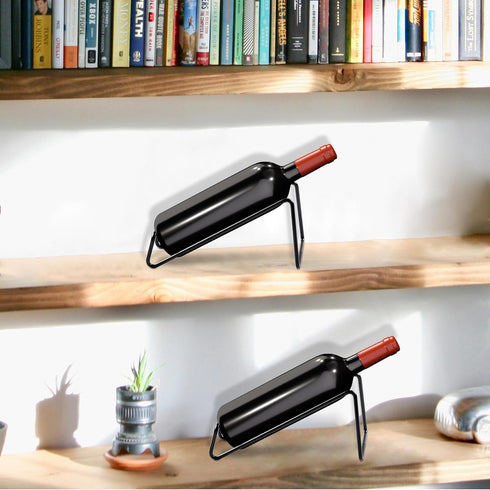 Countertop Wine Rack, 2 Pcs Metal Small Wine Bottle Holder, Tabletop Wine Storage Stand for Cabinet