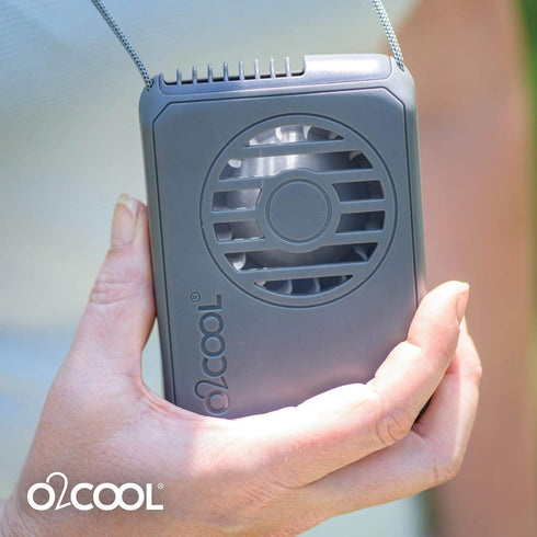 O2COOL Battery Powered Deluxe Necklace Fan for Personal Cooling with Adjustable Lanyard - Purple