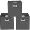 Yunkeeeper Fabric Cube Organizer with Handle, Foldable Storage Bins for Cloth or Accessory, 11x11x11, Set of 3 (Gray)