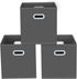 Yunkeeeper Fabric Cube Organizer with Handle, Foldable Storage Bins for Cloth or Accessory, 11x11x11, Set of 3 (Gray)