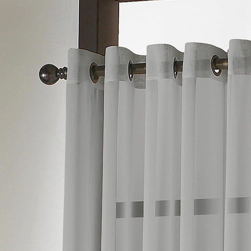 Curtainworks Soho Voile Sheer Grommet Curtain Panel, Silver, 59 by 84"