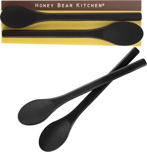 Honey Bear Kitchen Silicone Stirring Spoon - Set of 2 Black Bear for Coffee & Tea