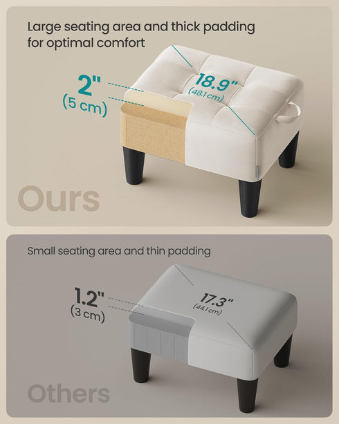 330 lb ULOM501W01 SONGMICS Foot Stool with Legs, Small Footstool Ottoman, Velvet Seat with Thick Cushion, for Living