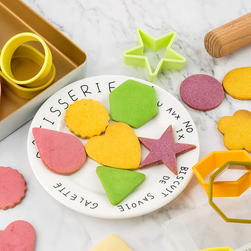 XIPEGPA 12PCS Color Plastic Cookie Cutters, Heart, Star, Triangle for Vegetable and Fruit Cutting