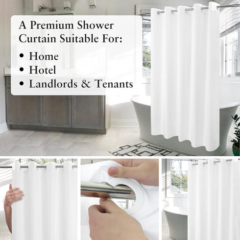 River Dream No Hook Hotel Cloth Shower Curtain - Waterproof Soft Washable Fabric with Magnets, Standard Size