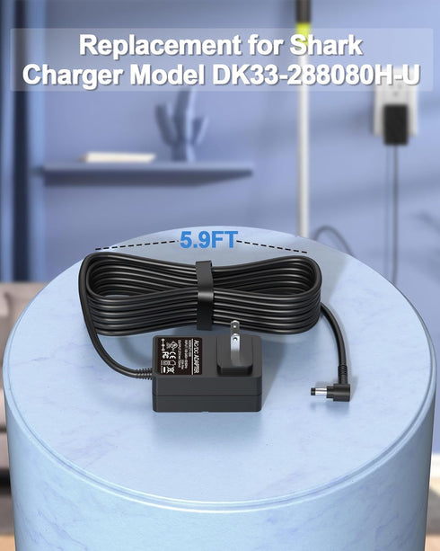 Charger Compatible with Shark DK33-288080H-U for Shark IZ462H, IZ482H, IZ483H, IZ662H, IZ682H, 1Z440H, 1Z441HBRN Vertex