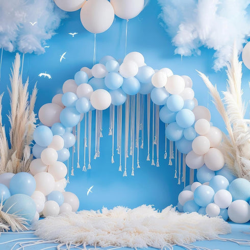 135pcs 18 12 10 5 Inch RUBFAC Light Baby Blue Balloons Different Sizes for Garland Arch, Latex Pastel Blue Balloon