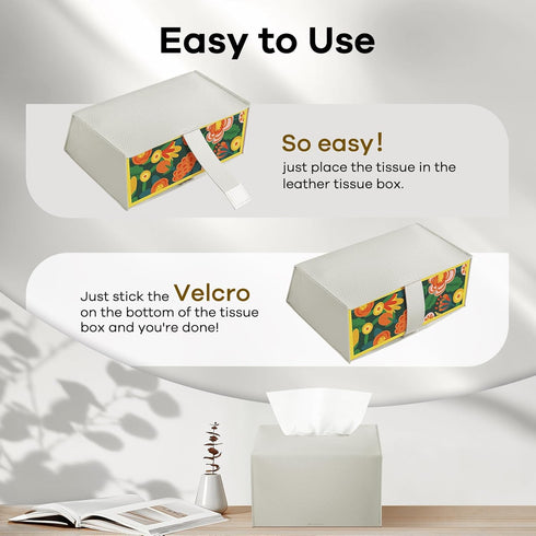 QUISBE (Cream-1 Pack) Tissue Box Cover Holder Compatible with Kleenex Disposable Paper Hand Towels, Leather Paper Towel