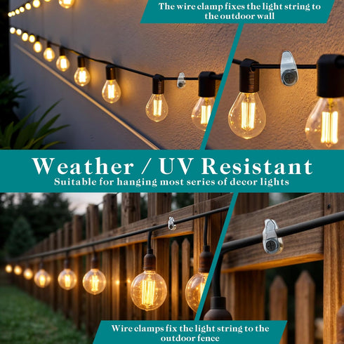 50 Pack Hooks for Outdoor String Lights Clips, Christmas Light Clips Weatherproof, Lights Hanger Hooks for Hanging