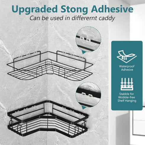 KaiwayInno 8 Pack Shower Caddy Adhesive Replacement, Strong Shower Shelf Adhesive Hooks for Corner Shelf Basket