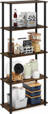 Furinno Turn-N-Tube 5-Tier Shelf Display Rack, Multipurpose, Amber Pine/Black