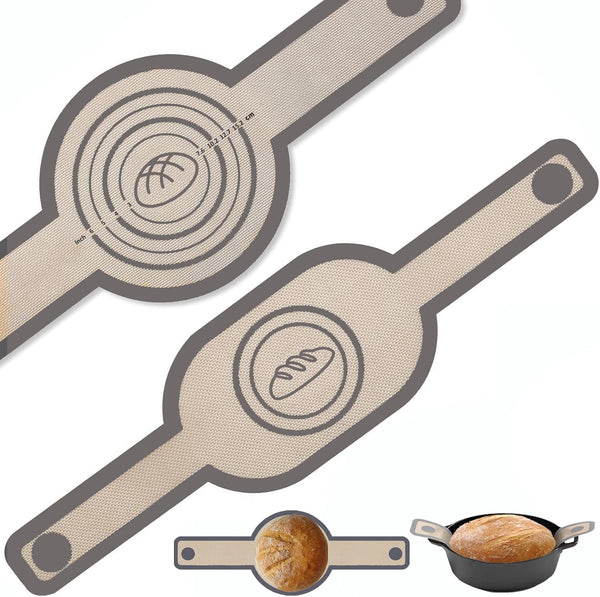 2Pcs Silicone Bread Sling for Dutch Oven, Non-Stick Easy-Clean Baking Mat with Long Handles, Gray