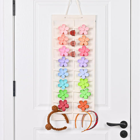 Lolalet Hair Claw Clip Organizer, 1 Pack Hanging Hair Clip Organizer Storage for Women Girl, Wall-Mounted Hair Claw Clip Holder Organizer, Claw Clip Storage Display for Wall Door Closet -Beige by Lolalet