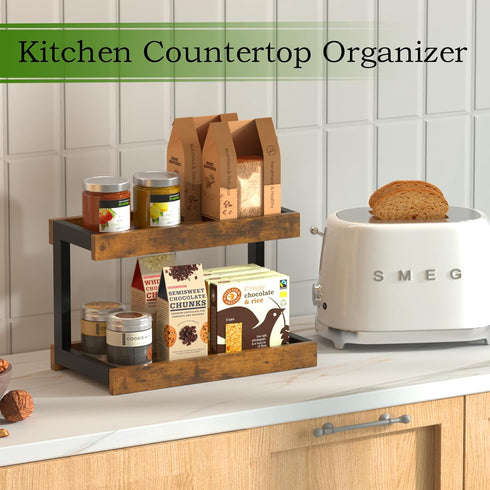 MARTY 2 Countertop, 15.8''L Countertop, Counter Tier Spice Rack Organizer for Coffee Station/Bathroom Organizer Shelf