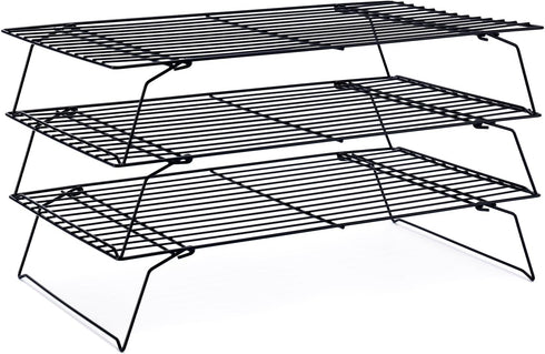 Cooling Rack for Baking 3 Tiers, 16" x 10" Stackable Nonstick Stainless Steel Wire Rack with Optimum Air Flow