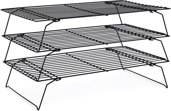 Cooling Rack for Baking 3 Tiers, 16" x 10" Stackable Nonstick Stainless Steel Wire Rack with Optimum Air Flow
