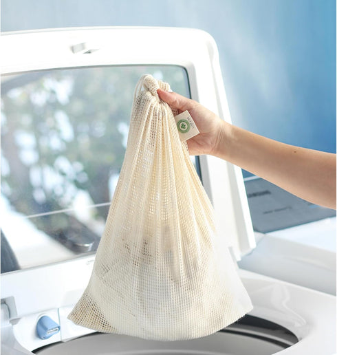 Cotton Mesh Lingerie Laundry Bags, 3 Pack Large Bags for Washing Machine, Microplastic-free, Sustainable