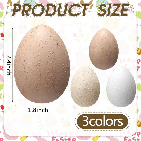 Gejoy 24 Pcs Easter Speckled Eggs Textured Plastic Eggs Neutral Easter Decor Pastel Fake Chicken Eggs Easter Bowl