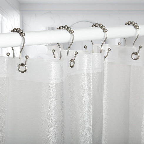 Goowin 12 Pcs Stainless Steel Shower Curtain Hooks, Rust Proof Rings for Smooth Sliding Anti-Drop Double Hooks