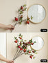 Forlaoers 4pcs 31" Tall Red Berries Pomegranate Faux Plants Stem Fake Tree Branches with Fruits Leaves Artificial