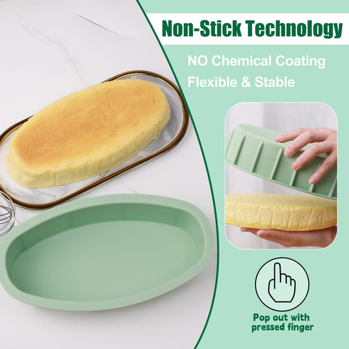 Silicone Oval Cheesecake Pan, 2 Pack Non-Stick Bakeware for Oven and Pot Baking, QLG0111-9x4.6x2.2 inch