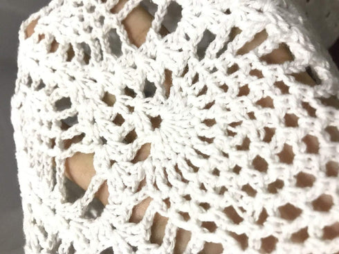 Damanni Cotton Handmade Crochet Lace Tablecloth Doilies - Round, White, 20 Inch, 2PC