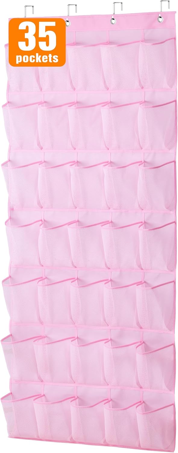 MISSLO 35 Large Pockets Over The Door Shoe Organizer Sturdy Oxford Fabric