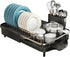 Dish Drying Rack - Expandable Stainless Steel Dish Rack with Drainboard Set and Utensil Holder, Black