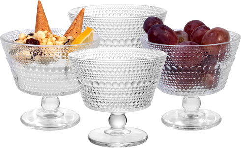 Set of 4 Glass Dessert Bowls, 9oz Ice Cream Sundae Cups, Perfect for Oats, Milk, Sorbet, Yogurt