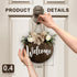 MayAvenue Welcome Wreaths Decor Sign, Round Wood Hanging Sign with Ribbon Bow and Green Leaves for Front Door