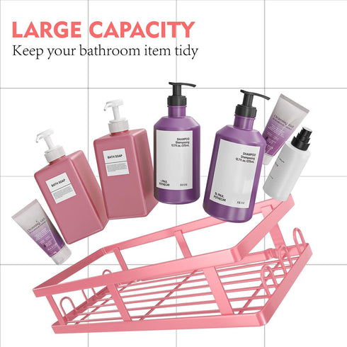 6 Pack Youvip Shower Caddy, Adhesive Shower Shelves with Soap Holder, No Drilling Rustproof Large Capacity pink