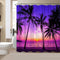 Sunset Beach Tropical Palm Tree Shower Curtain, Waterproof Fabric Bathroom Decor with 12 Hooks, 72x72 Inches