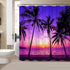 Sunset Beach Tropical Palm Tree Shower Curtain, Waterproof Fabric Bathroom Decor with 12 Hooks, 72x72 Inches