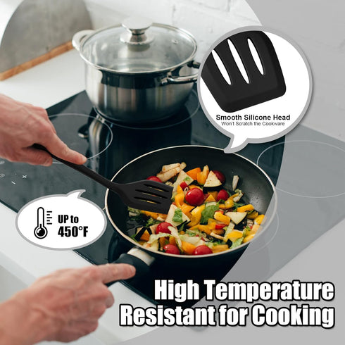 TeamFar Cooking Utensils, Silicone Kitchen Utensils Set of 6, Non-Toxic & Anti-Heat for Non-stick Cookware