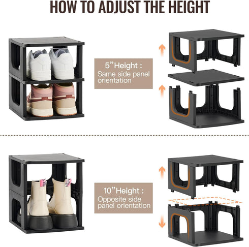5-Tier Closet, TRZZ Small Shoe Rack, Vertical Narrow Stackable Organizer with Removable Partition, Efficient Shoe