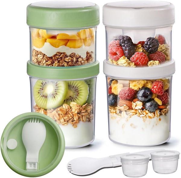 ComSaf 2 Pack Overnight Oats Containers with Lids 27 oz, Plastic Yogurt