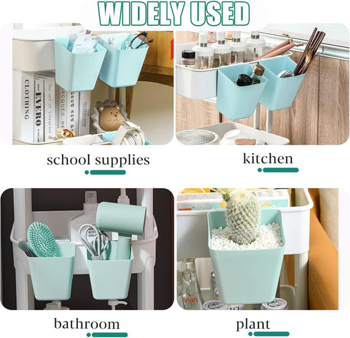 FMOACEN 6 Pack Hanging Cup Holder Rolling Cart Organizer Accessories Trolley Basket Storage Hanging Bucket Hanging