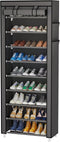 Calmootey 9 Tier Shoe Rack Organizer,Portable Shoe Shelf with Nonwoven Fabric Cover