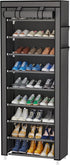 Calmootey 9 Tier Shoe Rack Organizer,Portable Shoe Shelf with Nonwoven Fabric Cover