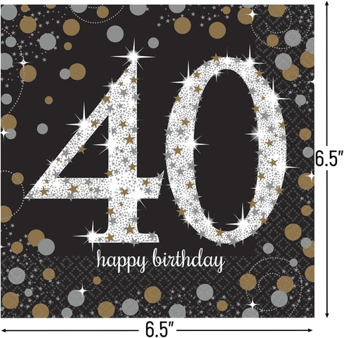 Sparkling Celebration Multicolor Paper Napkins, 40 Luncheon, 6.5" x 6.5", Pack of 16