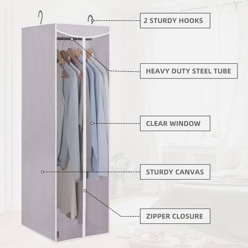 STORAGE MANIAC 2-Pack Hanging Garment Bag, Zipper Cover with Clear Window for Closet Storage of Dresses and Suits
