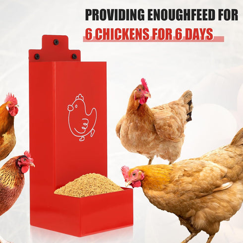 WHXE MNHEE Feeder,2 Pack 5-6 Automatic Chicken Grit Metal Hanging Chicken and Poultry Feeder,No-Waste Design,Easy