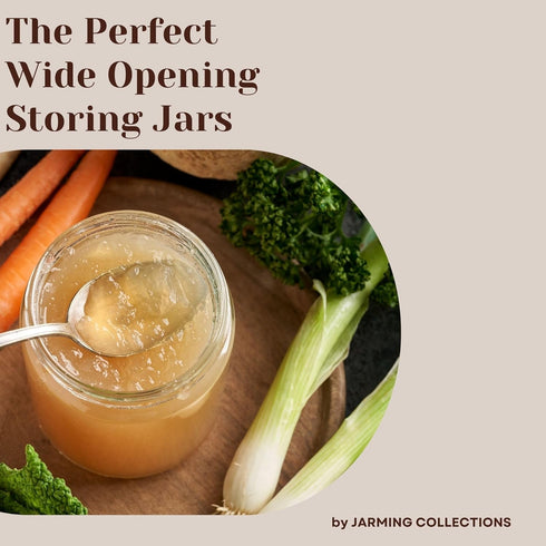 JARMING COLLECTIONS Mason Jars, 32 Oz Glass Extra Wide Mouth Quart Storage Jars with BPA Free Plastic Lids, Set of 3