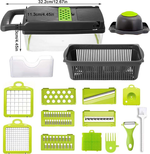 Vegetable Chopper,17 in 1 Kitchen Gadgets Accessories,Food Salad Chopper Vegetable Cutter,Mandolin,Onion Veggie Chopper with Container,Vegetable Slicer,Dicer Chopper Box for Fruit,Potato,Tomato by Febvao