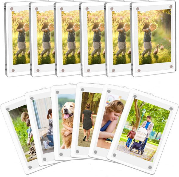 12 Packs Magnetic Picture Frame for Photos, Clear Acrylic Polaroid Frames 2.36 x 3.54 Inch