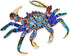 6" WitnyStore Small Long Blue Red Gold Dotted Crab Figurine - Miniature Hand Blown Painted Glass Crabs Crustacean