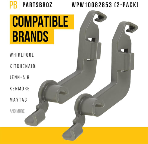 PartsBroz WPW10082853 Tine Pivot (2-Pack) - Compatible with Whirlpool KitchenAid Kenmore Dishwasher Replacement Parts