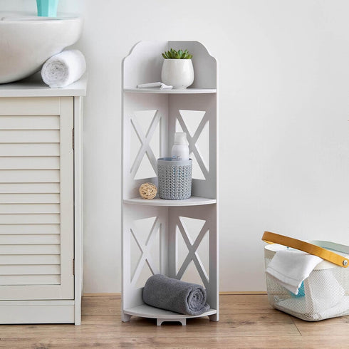 TuoxinEM Corner Shelves for Bathroom Storage, Waterproof Toilet Paper Holder Stand, White